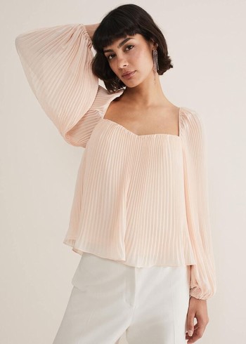 Phase Eight Nysa Pleated Shirts Pink Australia | TE6283479